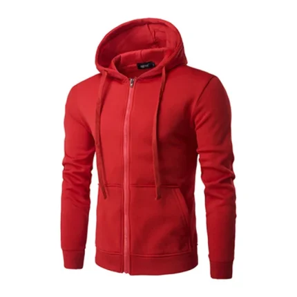 Closure Jacket Zip Up Red Hoodie