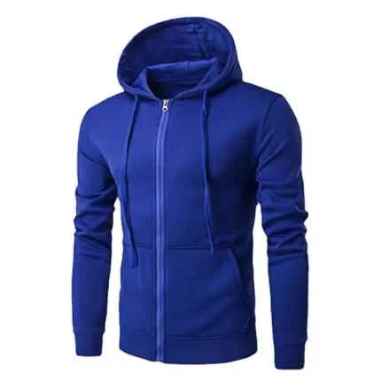 Closure Jacket Zip Up Blue Hoodie